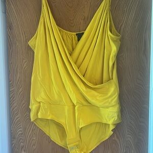 J. Crew Drapey Wrap Front Sleeveless Cami Bodysuit In Yellow Size XL